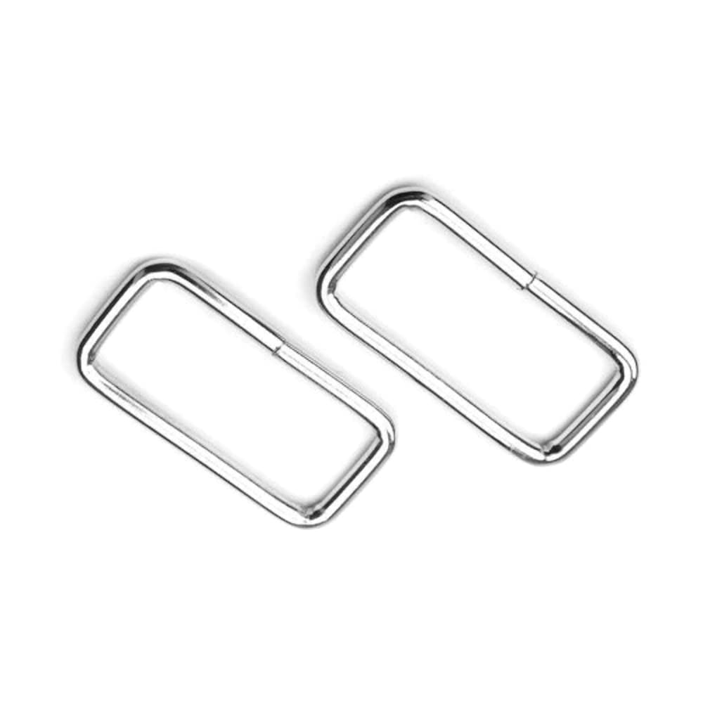 2 x 25 mm Rectangle Loops Buckles for Webbing Strap, Metal, Silver