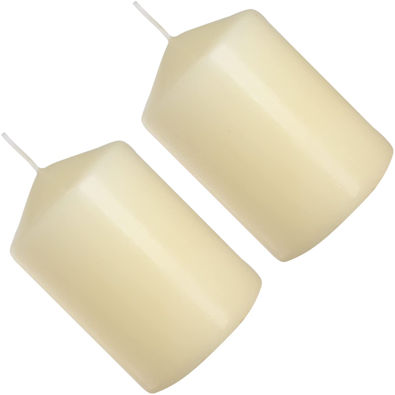 Pillar Candles, Pack of 2, Unscented, Long Burning Time, 15 x 7 cm / 6 x 2.75 in (Ivory, Matt)