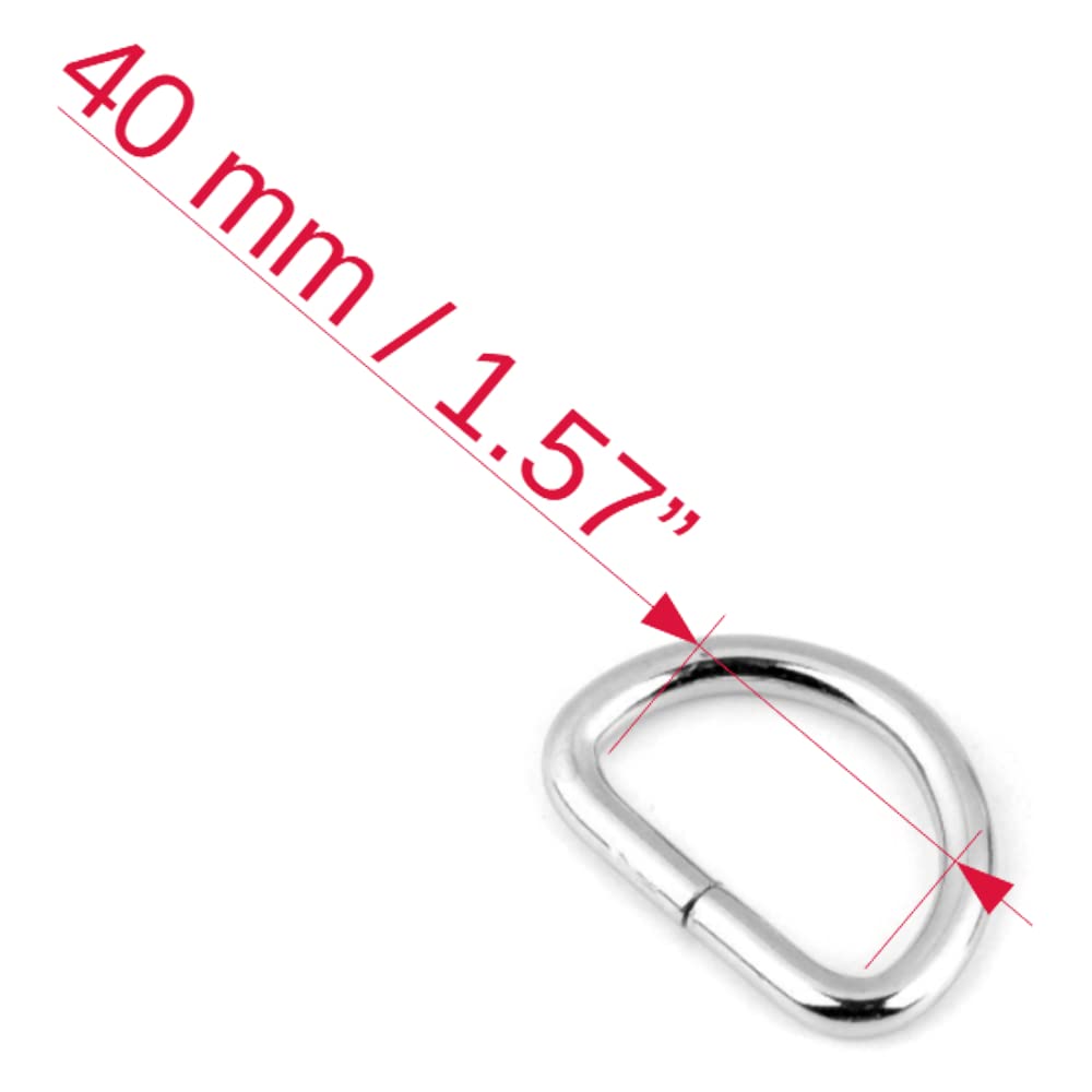 30 Pcs Buckles Set for 40 mm / 1.57" Webbing Strap, 30 x D Rings, Metal, Silver, Bag Making, Accessories, Straps, DIY, Crafts