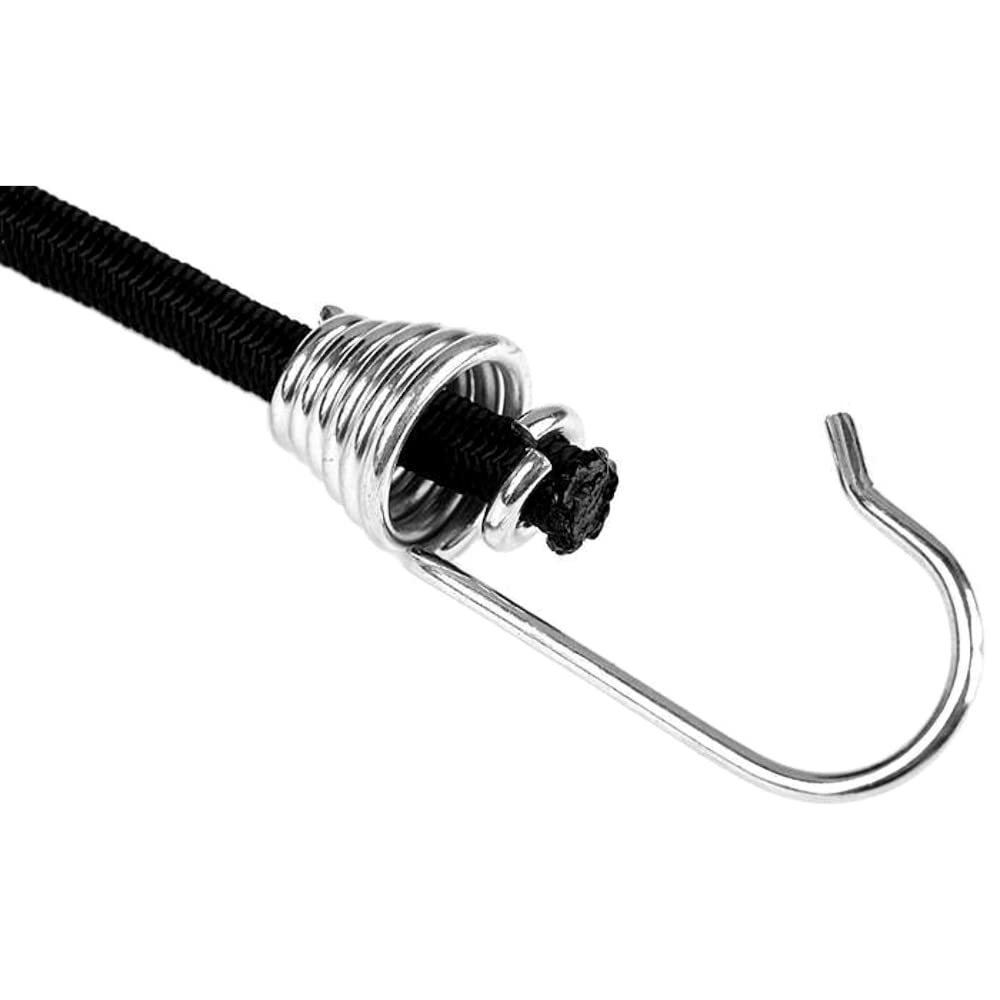 Steel Bungee Shock Cord Hook Spiral Wire Hooks End for 10 mm Elastic Rope Strapping Tape (10 mm, 24 pieces)