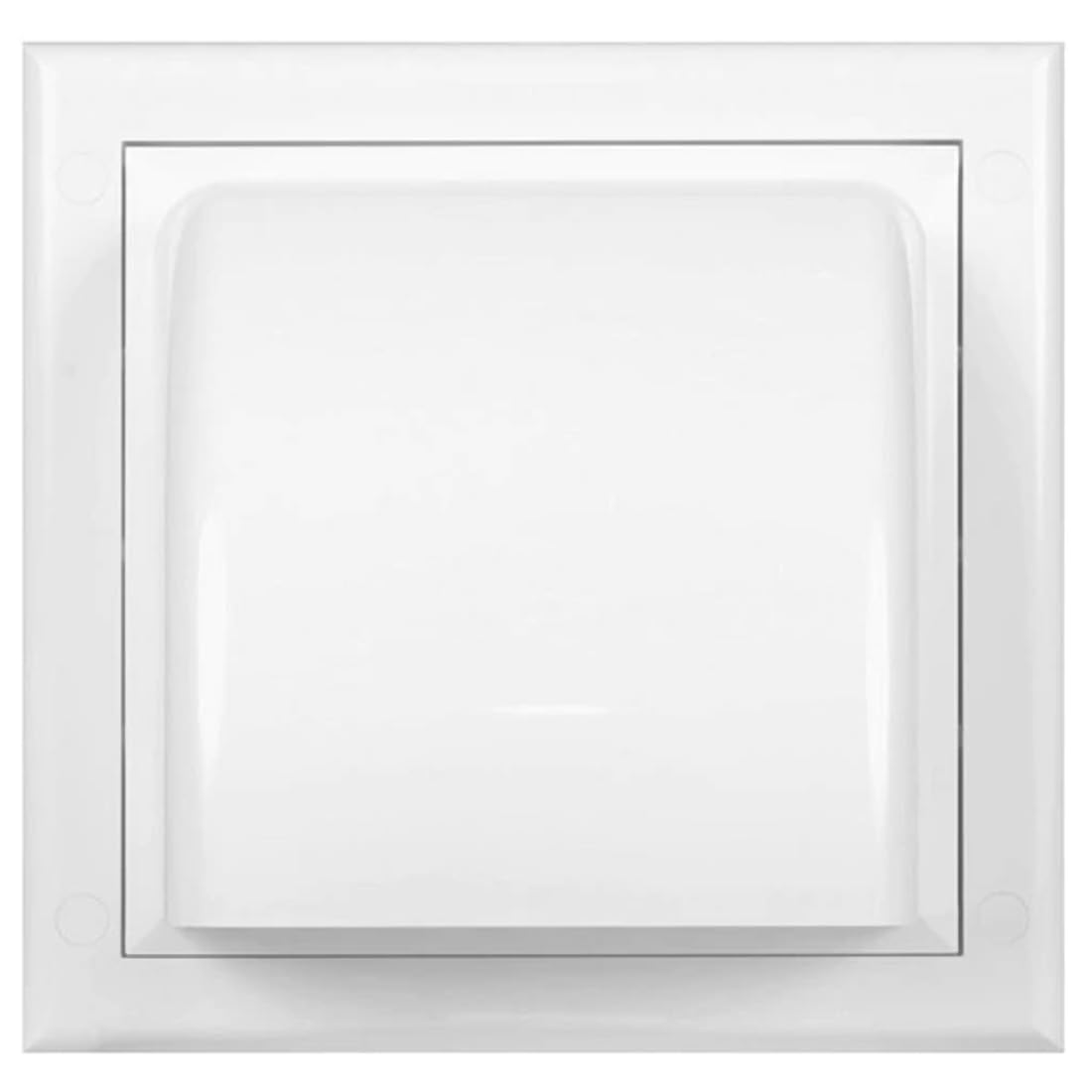 White Gravity Flap for 100 mm / 4" Round Wall Outlet - Ventilation Duct Cover with Non-Return Shutters and Rear Spigot