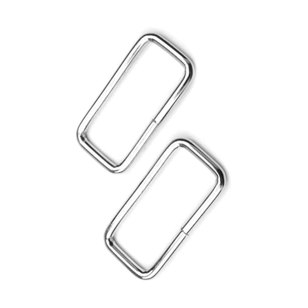 50 x 20 mm Rectangle Loops Buckles for Webbing Strap, Metal, Silver