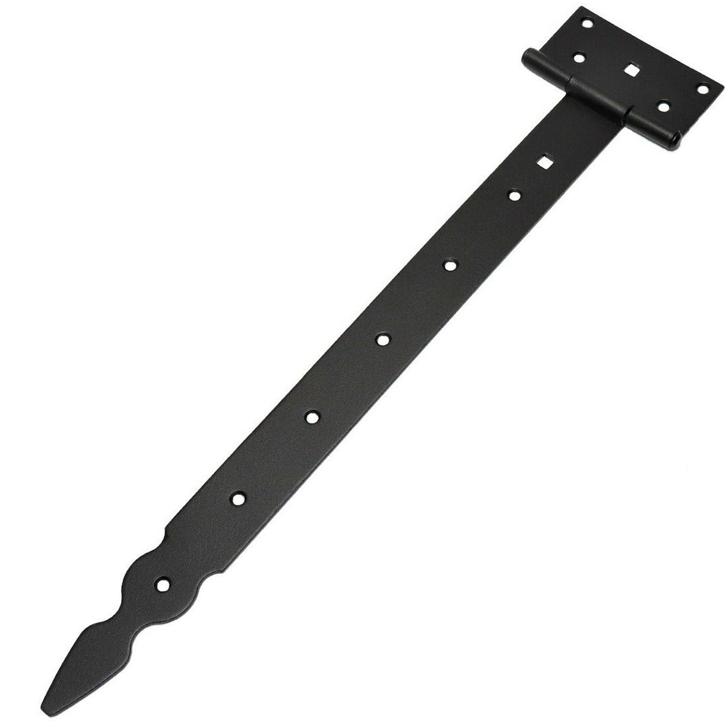 Pack of 1 x 400 mm T-Hinge Black, Steel Tee Hinges, Weather Resistant, Rust Proof Powder Coating, T Strap Hingess