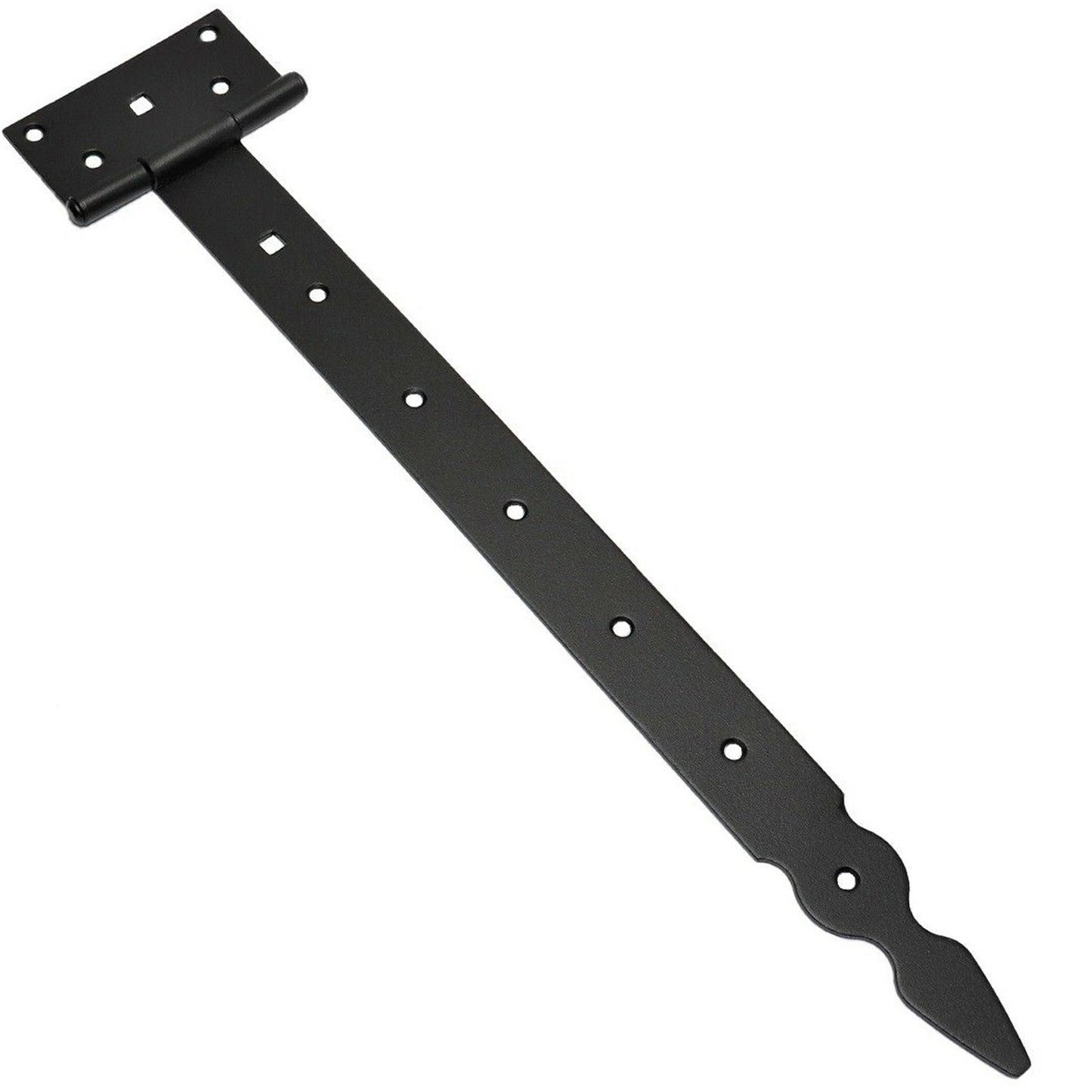 Pack of 1 x 400 mm T-Hinge Black, Steel Tee Hinges, Weather Resistant, Rust Proof Powder Coating, T Strap Hingess
