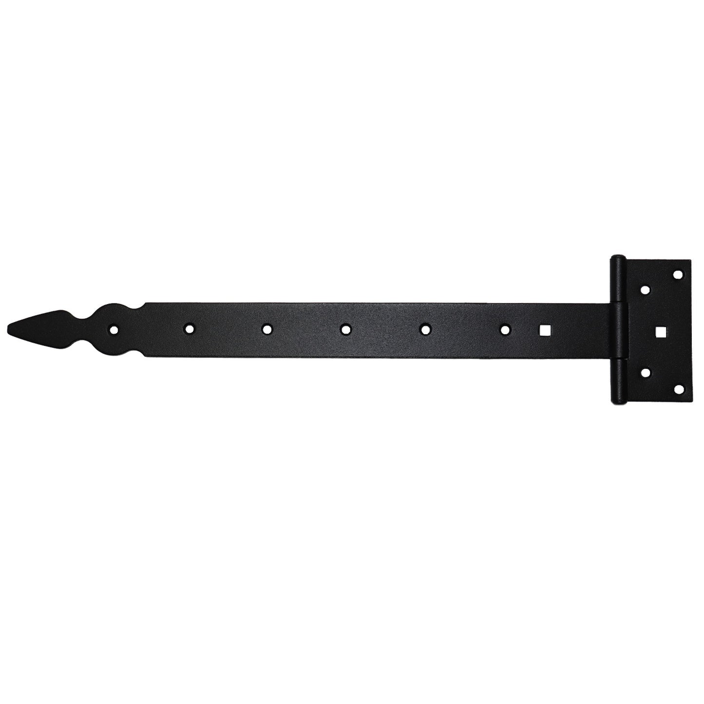 Pack of 1 x 400 mm T-Hinge Black, Steel Tee Hinges, Weather Resistant, Rust Proof Powder Coating, T Strap Hingess