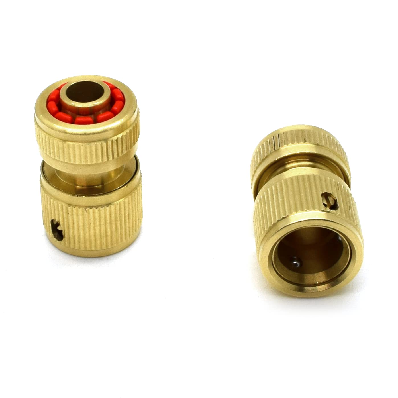 2 pcs Brass Hose Connector Hose End Quick Connect Fitting 1/2" Hose Pipe Quick Connector for Gardening, Home Watering, Car Washing