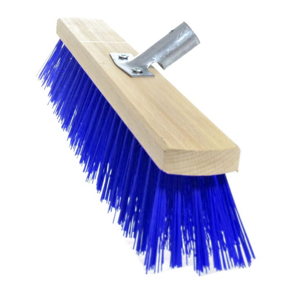 Heavy Duty Garden Broom Head, Outdoor 16" Synthetic Hard Bristle Sweeping Brush for Cleaning Gardens, Yards, Patios (Blue)