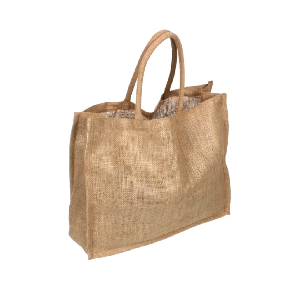 Pack of 1 Jumbo Large Natural Hessian Jute Bag 36 x 42 x 15 cm (Natural Interior)
