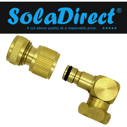 Brass Snap-On Hose Lock Revolving Elbow with Female Thread 3/4" BSP + Matching Hose End Quick Connector