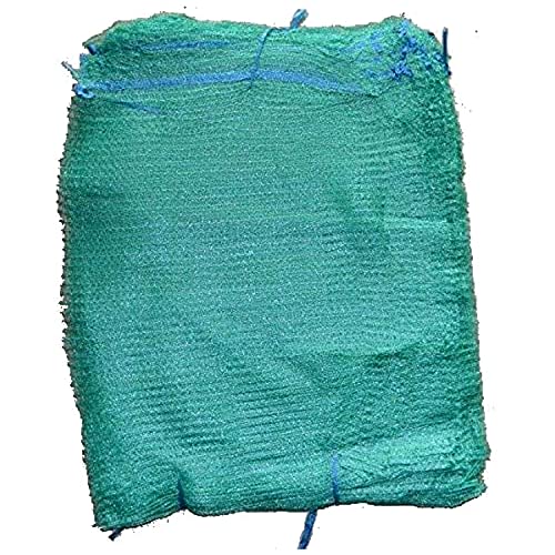 100 x Net Sacks 42 x 60 cm / 16.5 x 23.5" Max Load 15 Kg Non-Stretch with Drawstring, Raschel Bags, Mesh Sacks (Green)