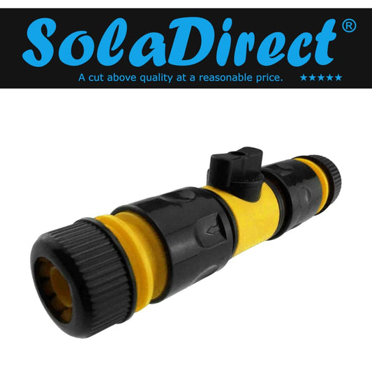 In-Line Shut-Off Valve for Join Garden Hose Pipe Tube, Double Male Connector Valve Extender & Hose Connectors (Yellow, Pack of 2)