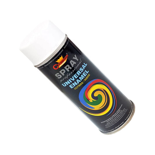 400 mL Pure White Matt (RAL 9010) Universal Gloss Enamel Spray Paint - Fast Drying High Shine Finish with Strong Coverage - for Metal, Wood, Plaster and Selected Plastics, Indoor and Outdoor Use