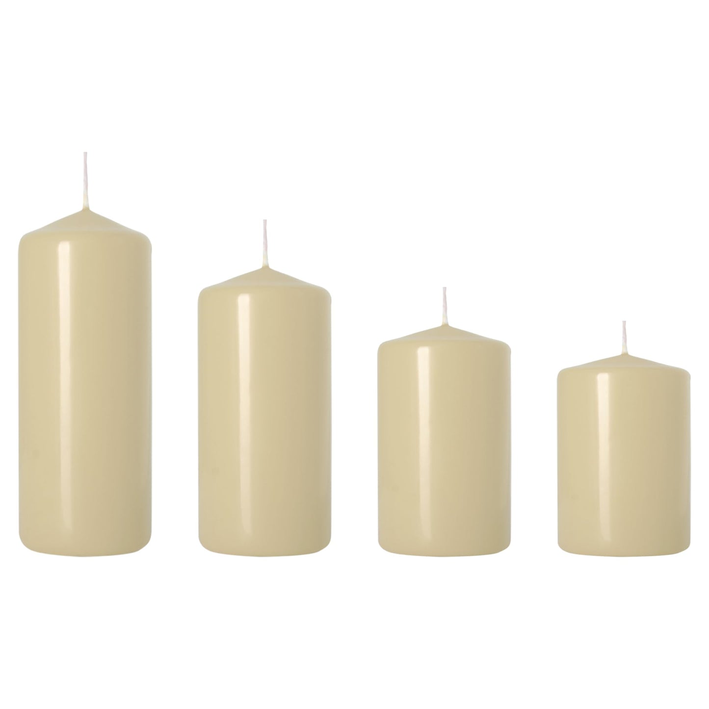 Set of 4 Pillar Candles, Set of 4 Votive Candles, Decorative Household Candles, Long Burning Time - Advent, Christmas (Ecru)