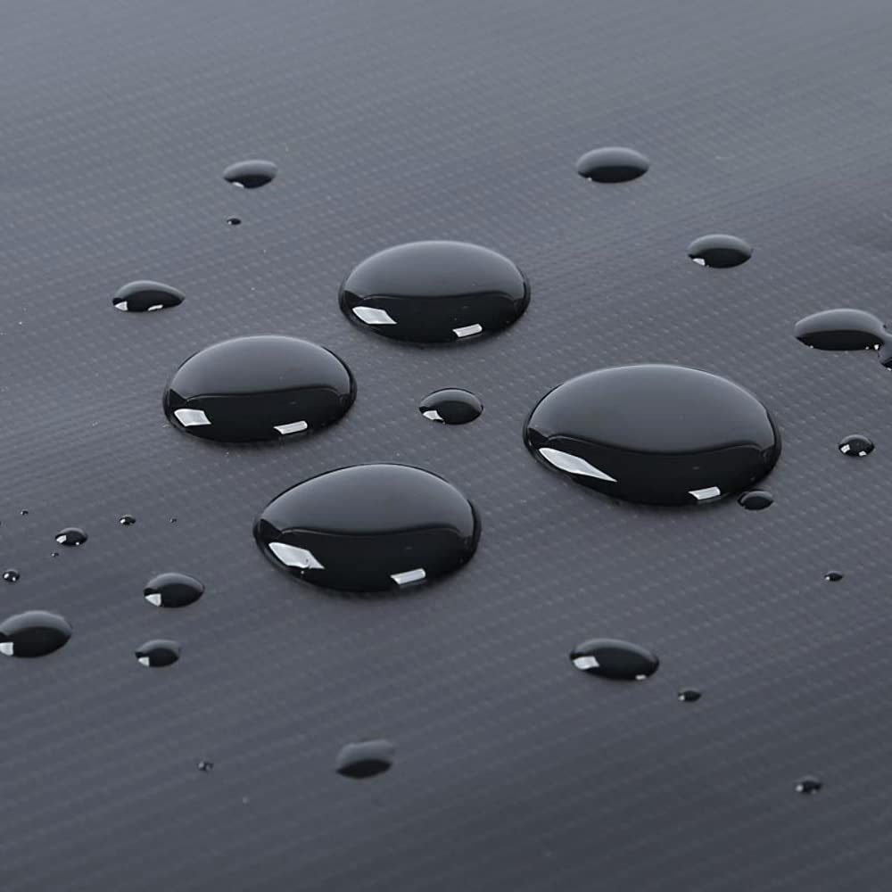 3 x 4 m Tarpaulin Waterproof Heavy Duty Cover Ground Sheet Camping with 4 Tarp Clips + 10m / 30ft Bungee Cord (Black - 235GSM)