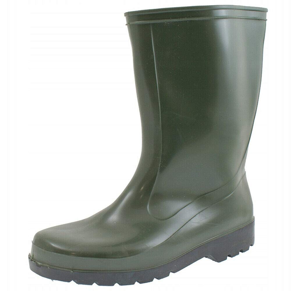 Olive Green Men's Wellington Boots Waterproof Wellies Durable PVC Gardening (Size UK 7 / EU 41)