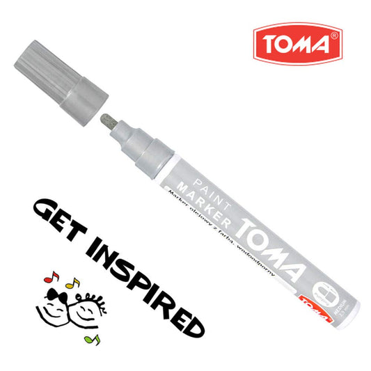 Silver Oil-Based Paint Marker Pen Permanent - 2.5mm Round Tip, Fast-Drying Waterproof Ink - Universal for All Surfaces