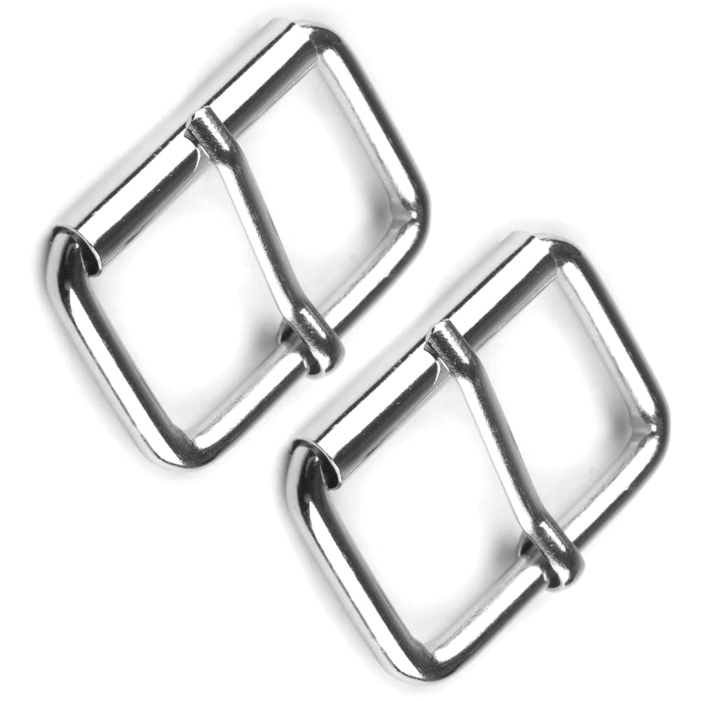 2 x 20 mm Belt Buckles Single Prong Square Replacement Buckle Men Women Belt, Metal, Silver