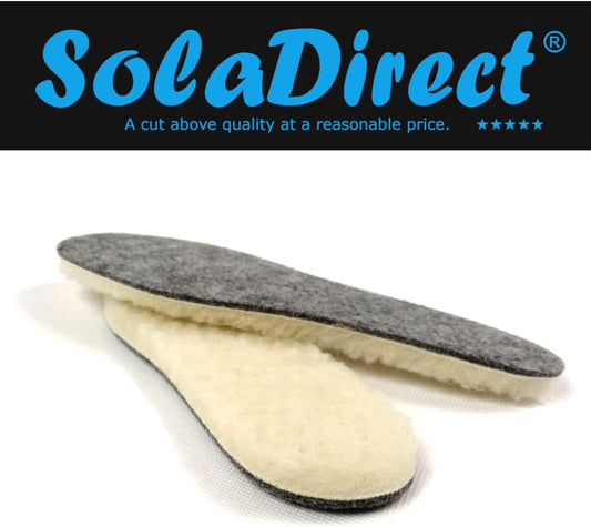 Wool Sheepskin Felt Thick & Fluffy Shoes Insoles Boots Inner Soles (Size UK 10)