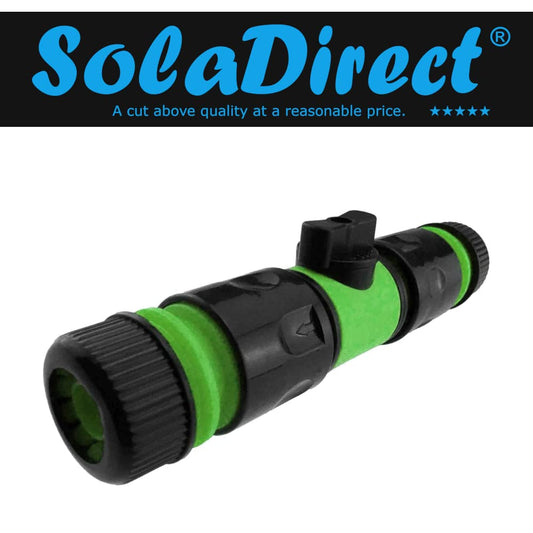 In-Line Shut-Off Valve for Join Garden Hose Pipe Tube, Double Male Connector Valve Extender & Hose Connectors (Green, Pack of 2)