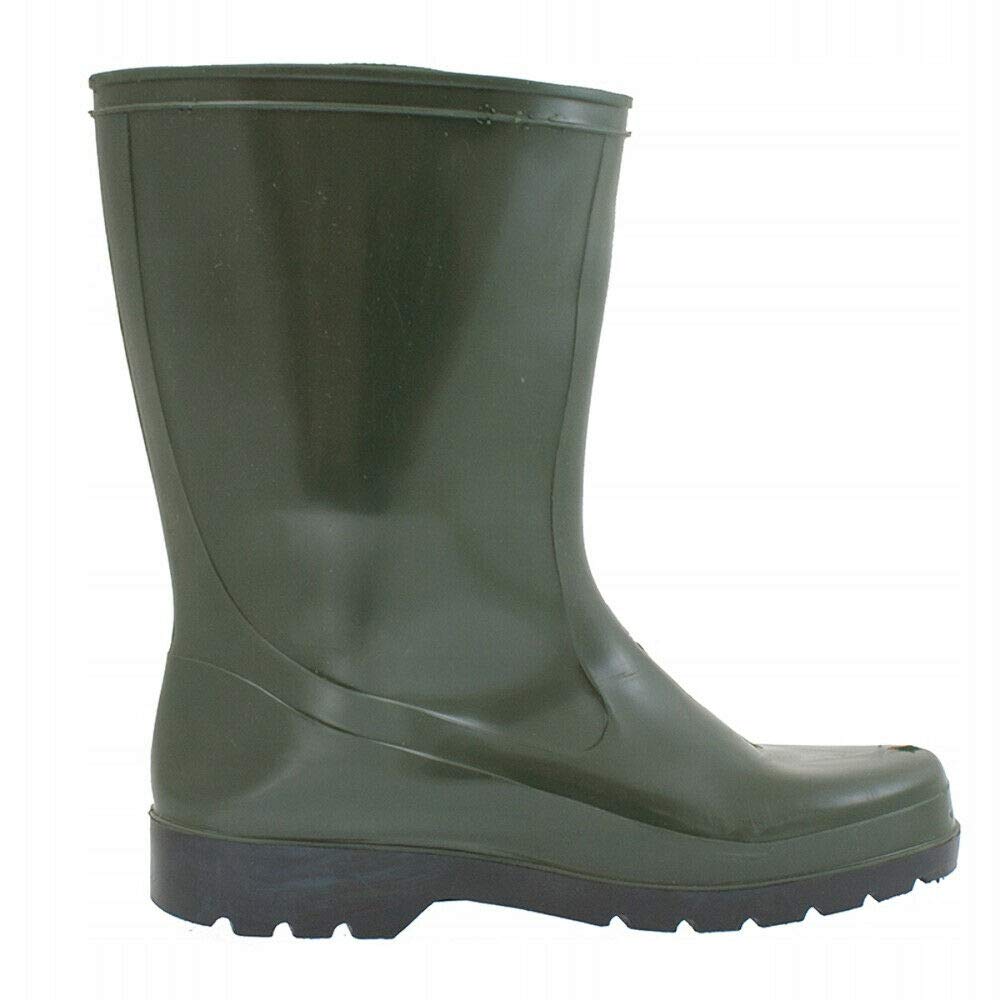 Olive Green Men's Wellington Boots Waterproof Wellies Durable PVC Gardening (Size UK 9 / EU 43)