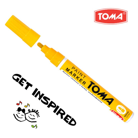 Yellow Oil-Based Paint Marker Pen Permanent - 2.5mm Round Tip, Fast-Drying Waterproof Ink - Universal for All Surfaces