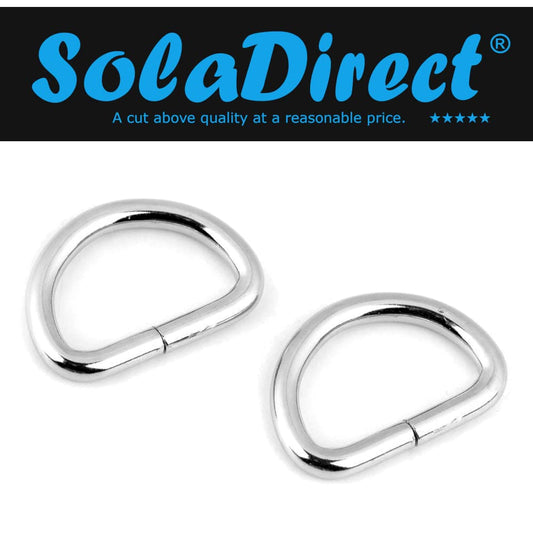 2 x 40 mm D Rings Buckles for Webbing Strap, Metal, Silver
