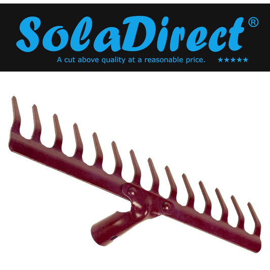 Steel Garden Rake for Hay, Leaves, Lawn, 39 cm / 15 in with 14 Tins, Ideal Gardening Tool (No Handle)