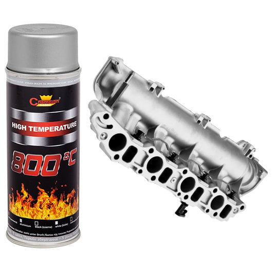 2 x 400 mL Silver RAL 9006 Heat-Resistant Enamel Paint Silicone-Based Up to 800 C - High Temperature Metal Coating