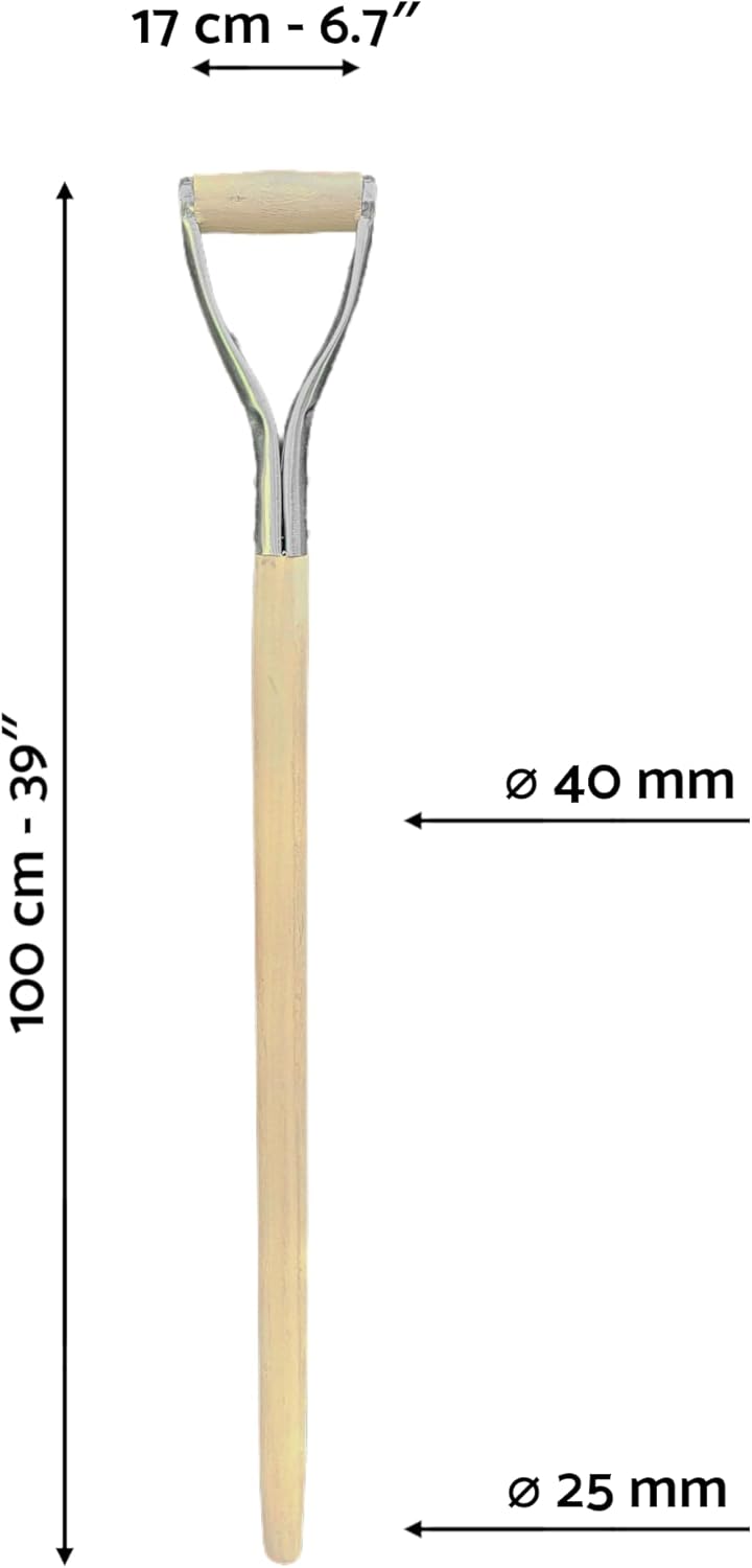 D Type Shaft Handle to suit Shovel, Spade or Fork (100 cm / 39 in Long) Metal Replacement Spare Part