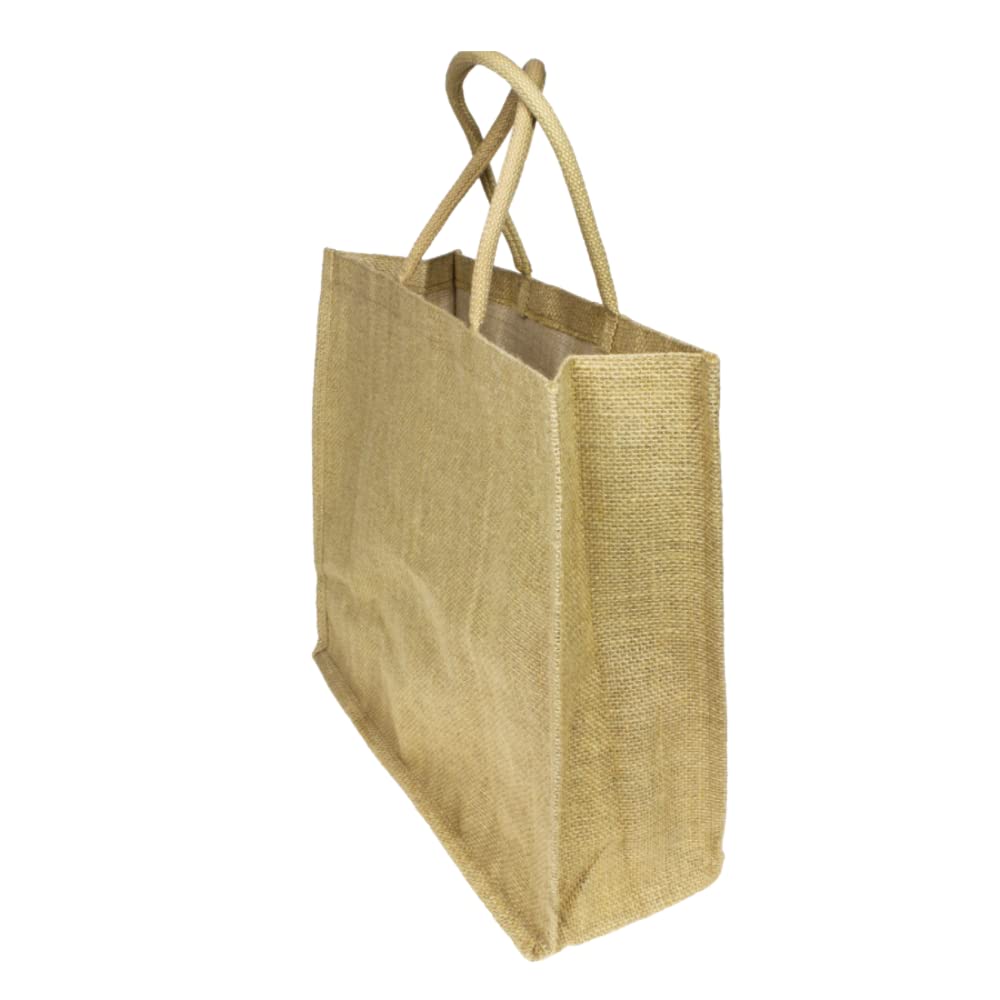 Pack of 1 Jumbo Large Natural Hessian Jute Bag 36 x 42 x 15 cm (Natural Interior)