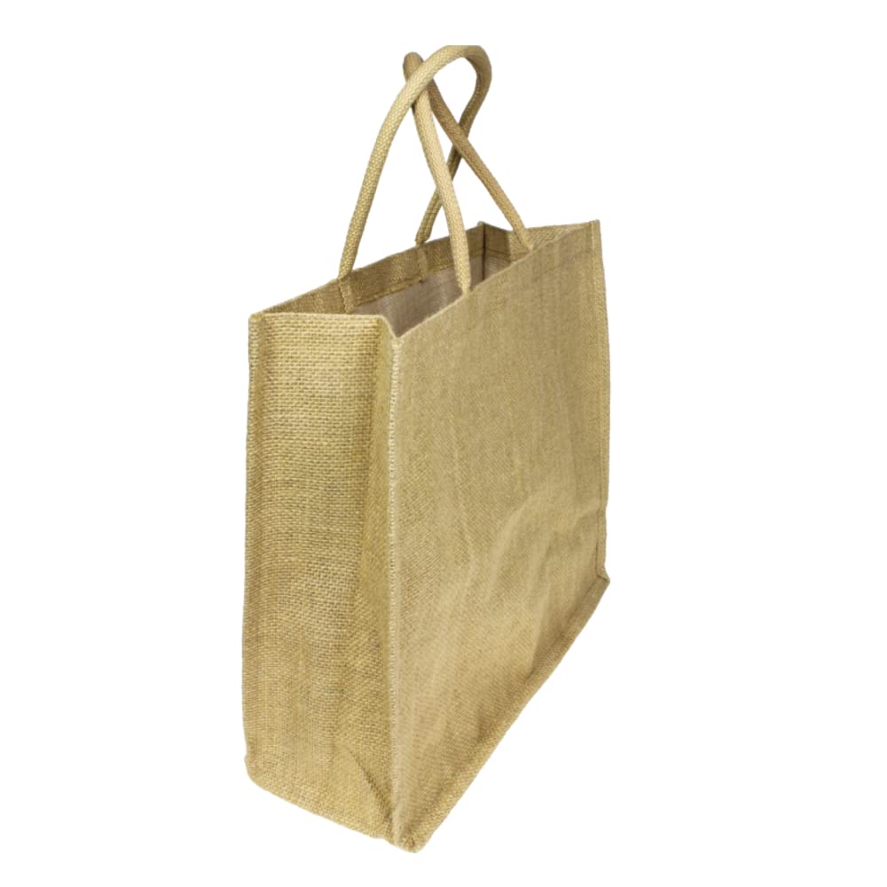 Pack of 3 Jumbo Large Natural Hessian Jute Bags 36 x 42 x 15 cm (Laminated Interior)