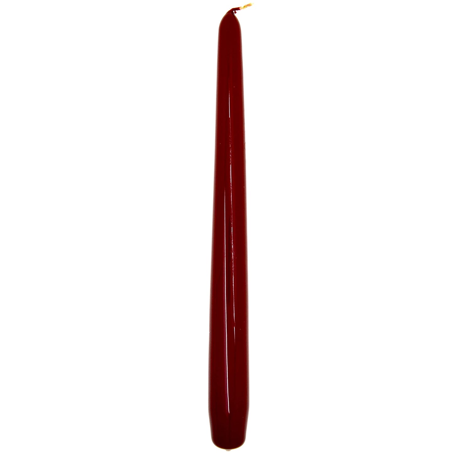 Tapered Dinner Candles, Pack of 10, Unscented, Long Burning Time, 24 cm / 19.45" (Burgundy, Varnished)