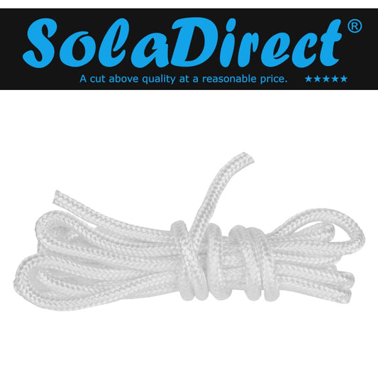 3.6 mm Pull Cord, Recoil Starter Rope for Lawnmower, Chainsaw, 5 metres / 16 ft Long Lawn Mower Replacement Pull Cord (White)