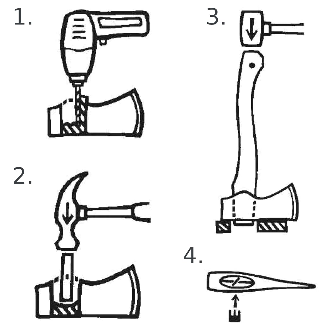 Hammer Wedge Set, Shaft Wedges, 5 pcs - 1 of Each Size, Made of Metal with a Serrated Structure