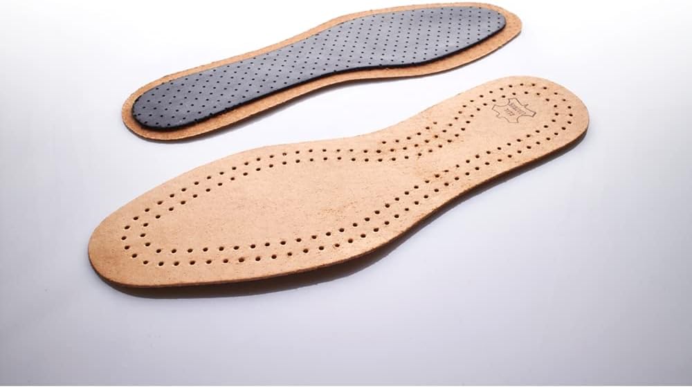 Genuine Brown Leather Shoe Insoles with Activated Carbon I Shoe Insole with Odour Control I Breathable (Size: UK 4 / EU 37)