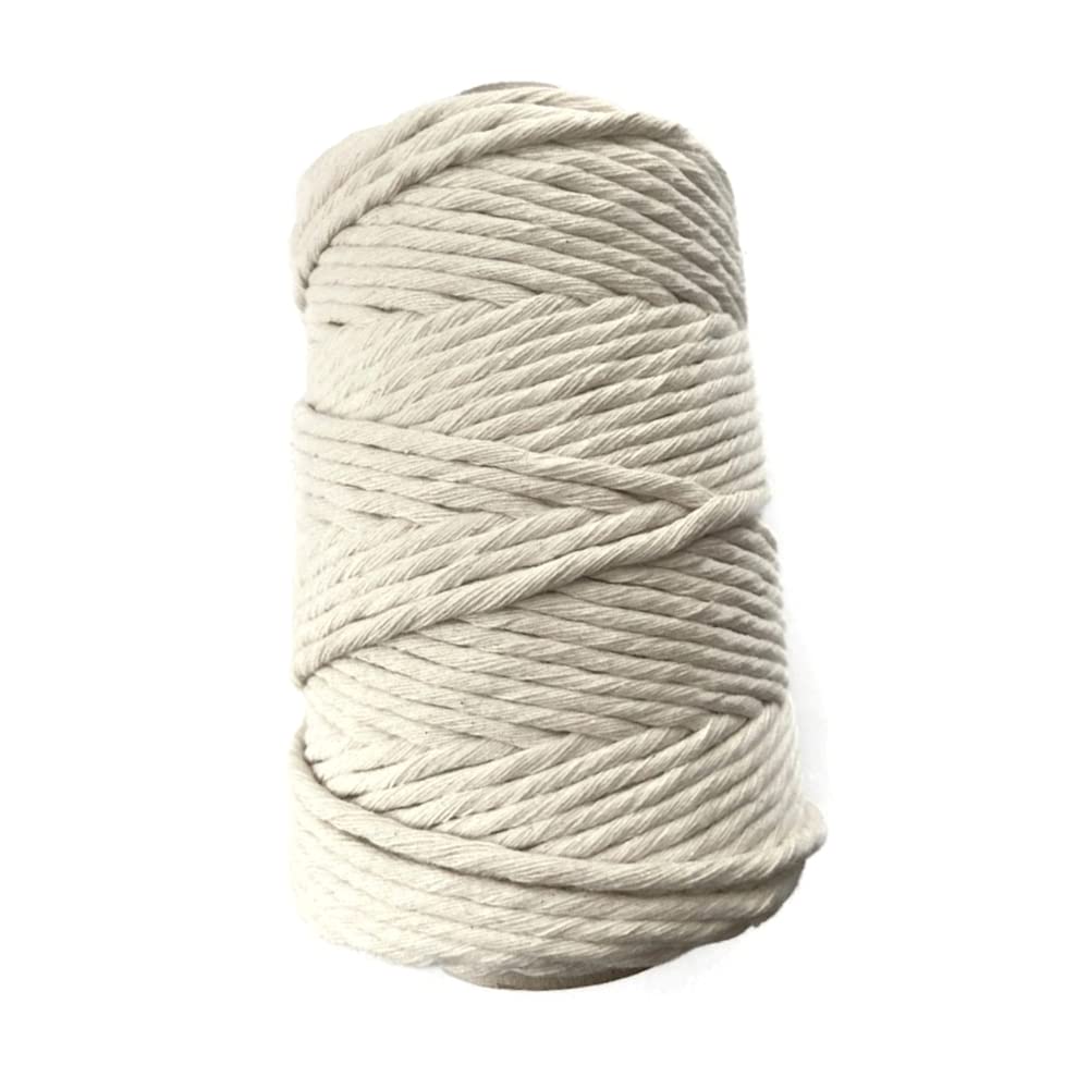 Premium Undyed Macrame Cord Twine, 50 m / 164 ft of 5 mm Thick Natural Cotton Thread Yarn Macrame Rope (Reel)