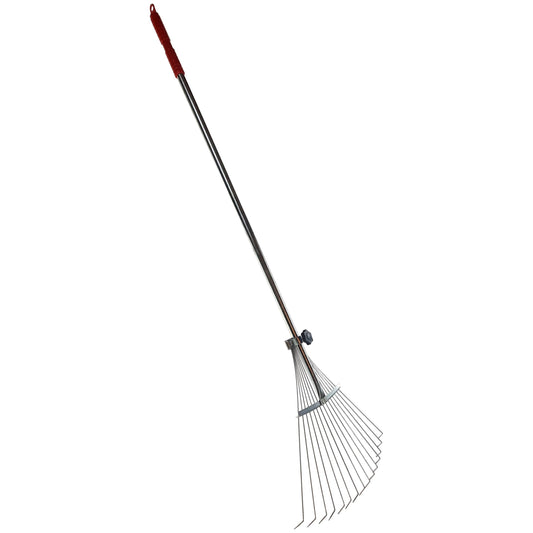 Garden Rake Adjustable Expandable Garden Leaf Lawn Rake for Gardening - Perfect for Lawn, Leaves, Moss Removal, Garden Cleanup
