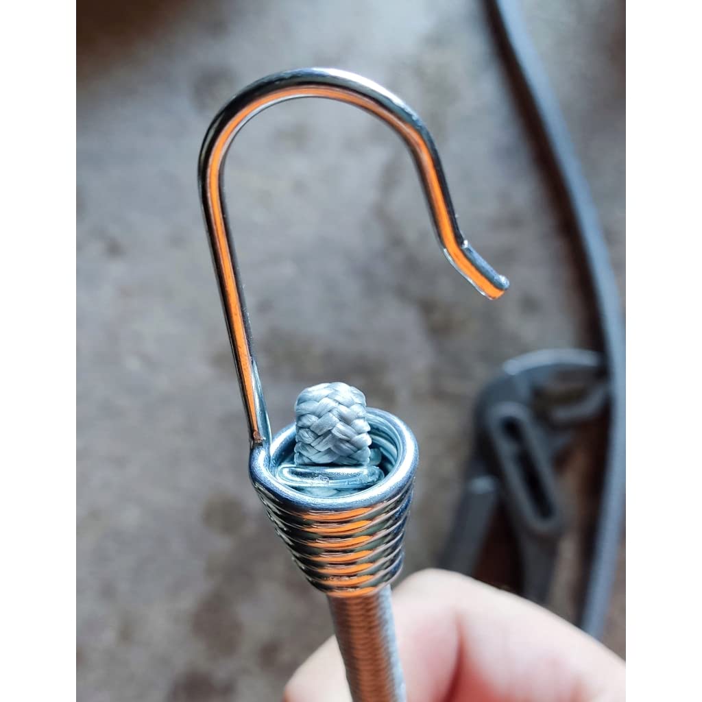 Steel Bungee Shock Cord Hook Spiral Wire Hooks End for 10 mm Elastic Rope Strapping Tape (10 mm, 12 pieces)