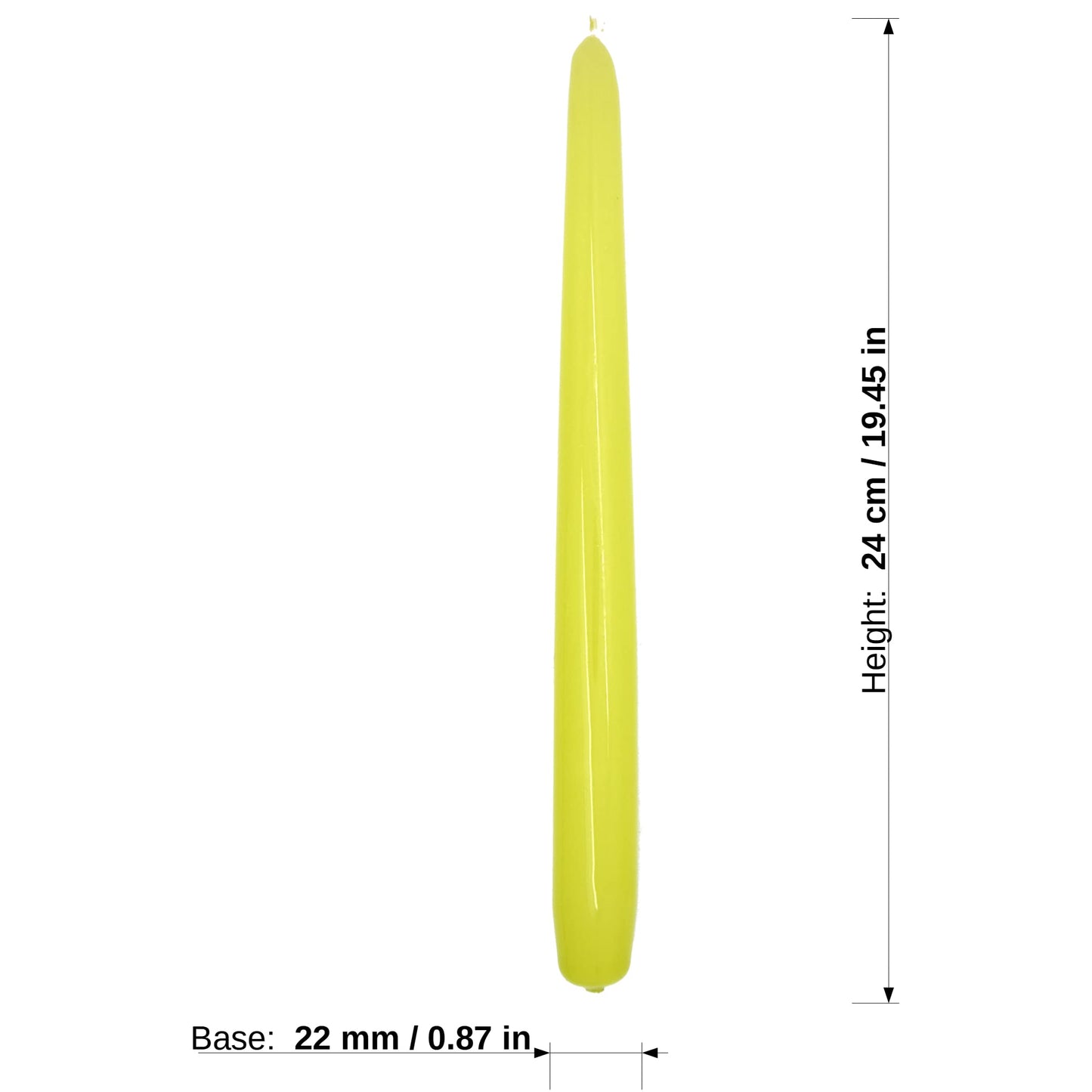 Tapered Dinner Candles, Pack of 10, Unscented, Long Burning Time, 24 cm / 9.45" (Pistachio, Varnished)