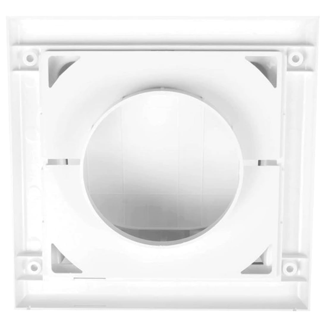 White Gravity Flap for 100 mm / 4" Round Wall Outlet - Ventilation Duct Cover with Non-Return Shutters and Rear Spigot