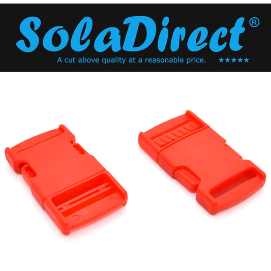 Side Release Buckles Clips for 25 mm / 1 in Webbing, Luggage, Back Pack / Rucksack, Straps (Red, 6 pieces)