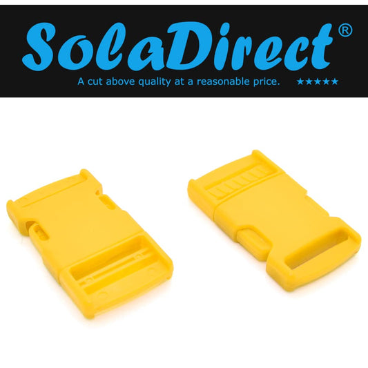 Side Release Buckles Clips for 25 mm / 1 in Webbing, Luggage, Back Pack / Rucksack, Straps (Yellow, 50 pieces)