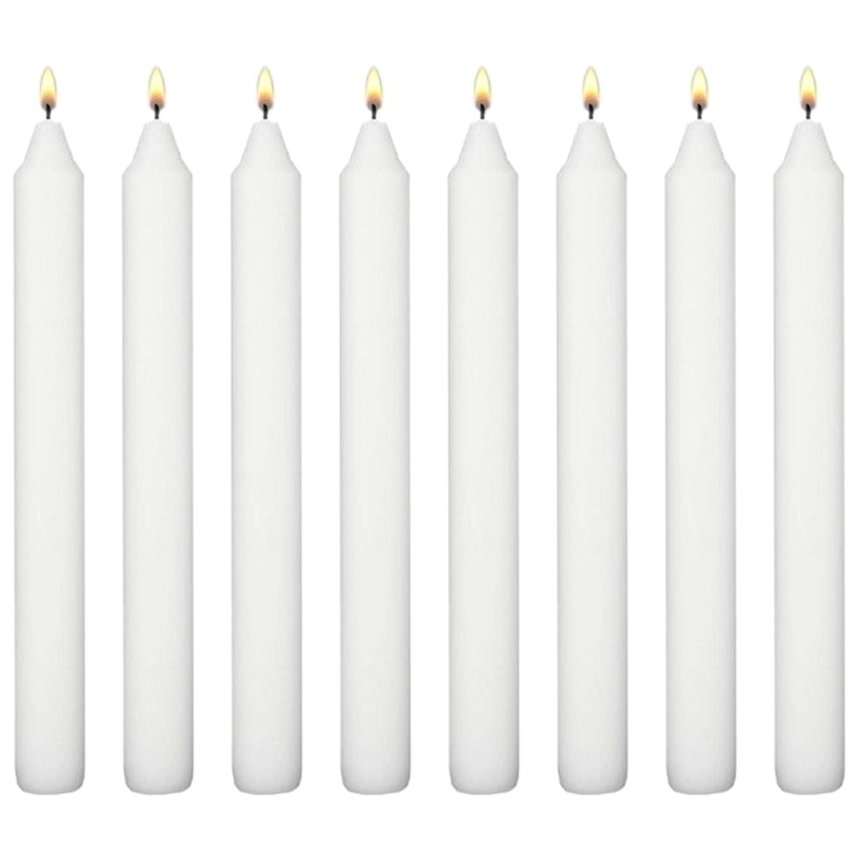 White Table Household Dinner Tapered Candles, Decorative Household Candles, 6 Hours Burning Time, 18cm / 7" Long (Pack of 8)