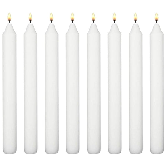 White Table Household Dinner Tapered Candles, Decorative Household Candles, 6 Hours Burning Time, 18cm / 7" Long (Pack of 8)