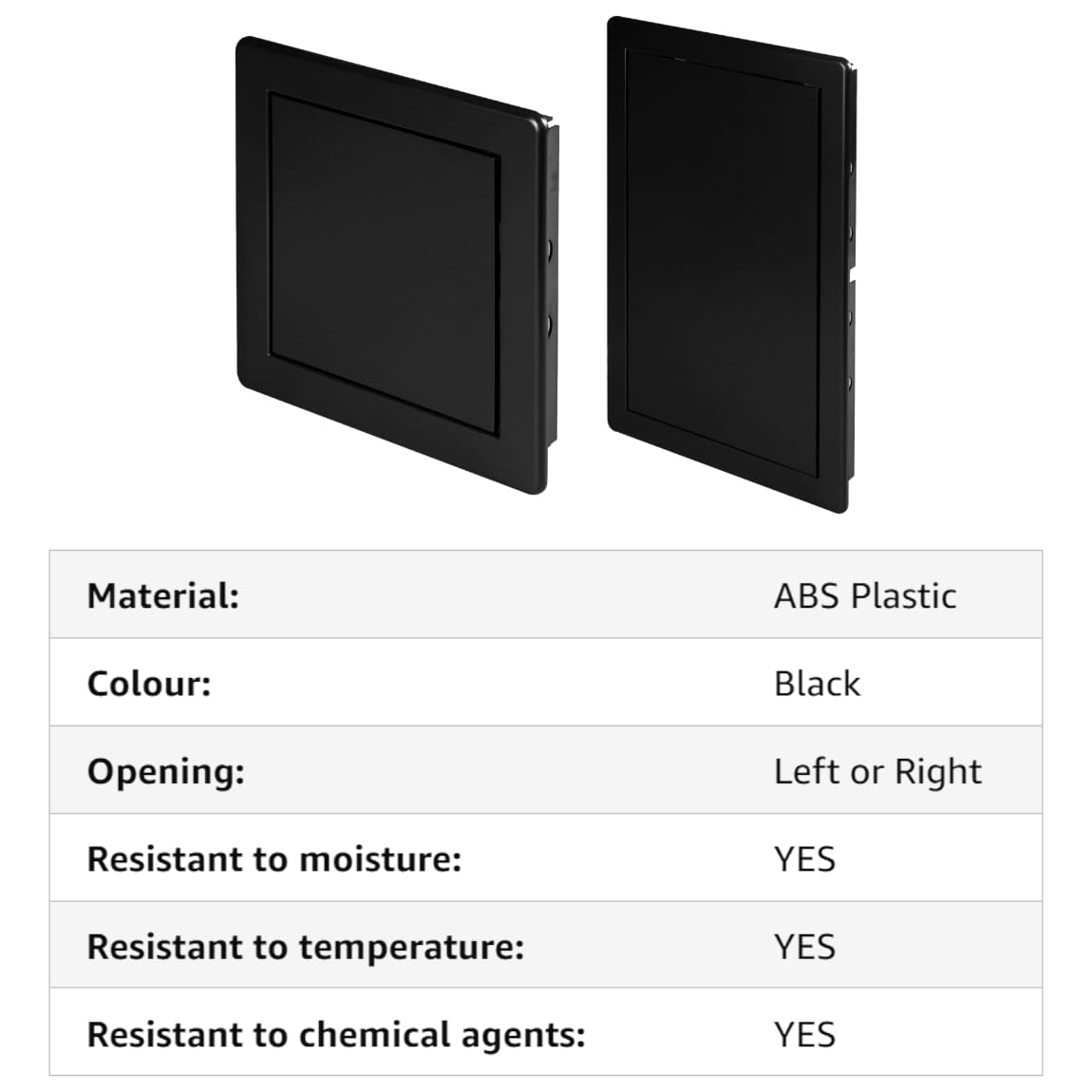 Black Access Panel, 200 mm x 300 mm Revision Door, Gas Water Electricity Service Inspection Hatch Cover, Tough and Durable ABS