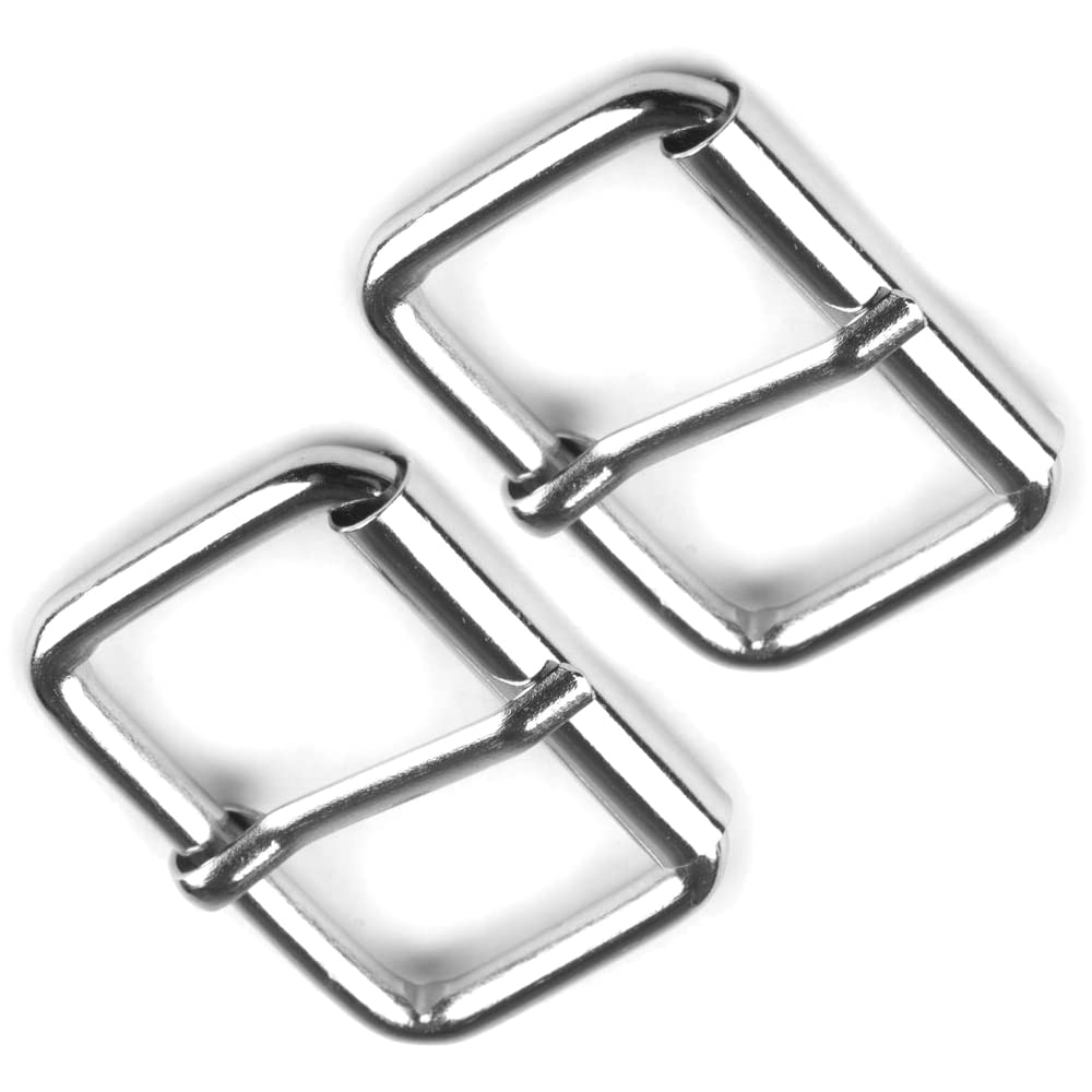 50 x 25 mm Belt Buckles Single Prong Square Replacement Buckle Men Women Belt, Metal, Silver