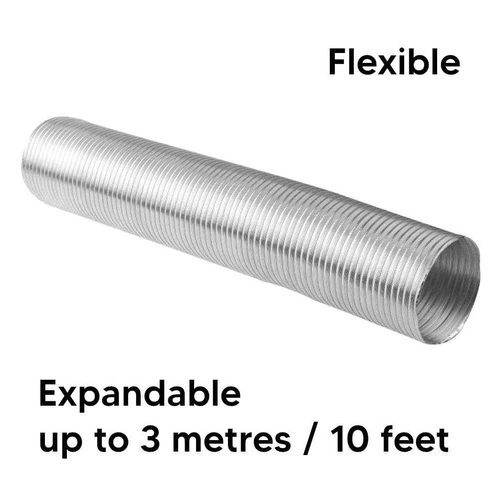 Aluminium Flexible Pipe Expandable Alloy Air Duct Tube Heat Resistant Hose (Length: 3 m / 10 ft, Diameter: 100 mm / 4 in)