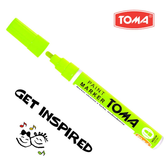 Yellow Neon Oil-Based Paint Marker Pen Permanent - 2.5mm Round Tip, Fast-Drying Waterproof Ink - Universal for All Surfaces