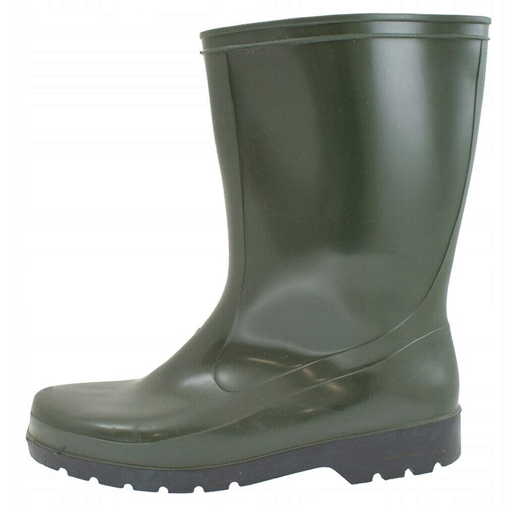 Olive Green Men's Wellington Boots Waterproof Wellies Durable PVC Gardening (Size UK 7 / EU 41)