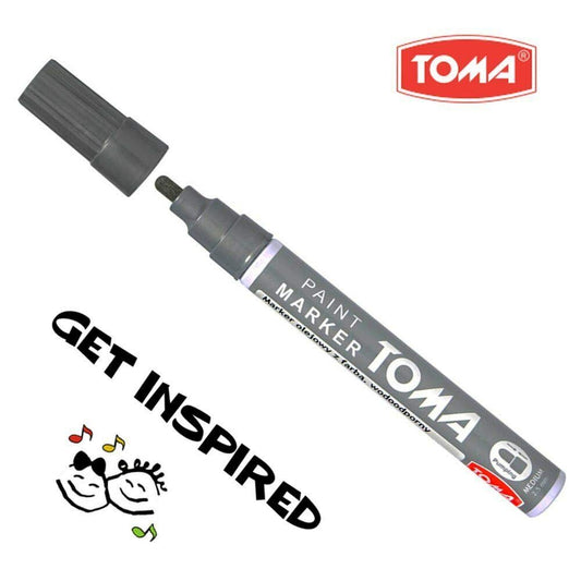 Grey Oil-Based Paint Marker Pen Permanent - 2.5mm Round Tip, Fast-Drying Waterproof Ink - Universal for All Surfaces